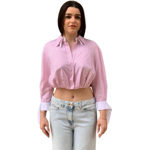 Elisabetta Franchi, Dames, Blouses & Shirts, Roze, Maat: XS Katoen,