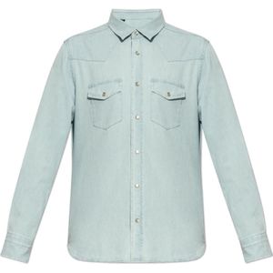 Tom Ford, Heren, Overhemden, Blauw, Maat: L Denim,
