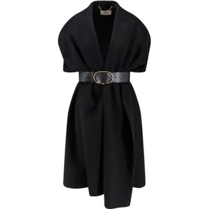 Elisabetta Franchi, Dames, Mantels, Zwart, Maat: L Wol,