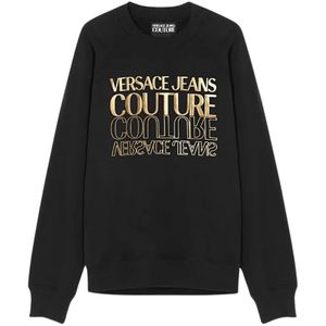 Versace Jeans Couture, Heren, Sweatshirts & Hoodies, Zwart, Maat: L Katoen,