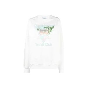 Casablanca Tennis Club Icon Sweatshirt , White , Dames , Maat: L