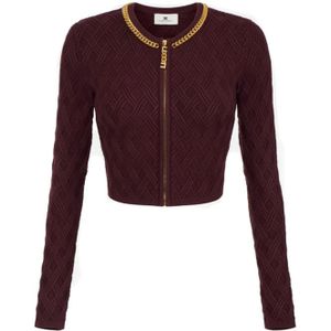 Elisabetta Franchi, Dames, Truien, Rood, Maat: M Viscose,