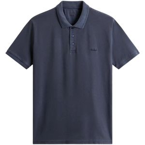 Woolrich - Poloshirt - Melton Blue - Katoen - Korte Mouwen - Geborduurd Logo