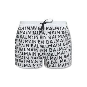 Balmain Stijlvolle Logo Zwembroek , White , Heren , Maat: L