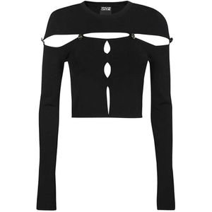 Versace Jeans Couture, Dames, Tops, Zwart, Maat: S Viscose,
