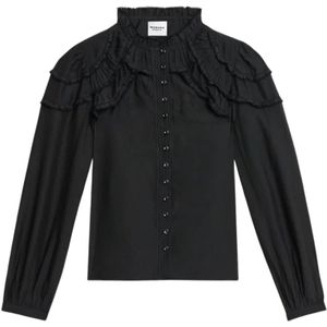 Isabel Marant, Dames, Blouses & Shirts, Zwart, Maat: M Katoen,