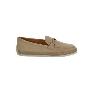 Tod's Stijlvolle Leren Platte Schoenen , Beige , Dames , Maat: 39 EU