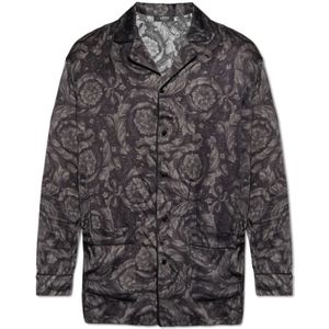 Versace, Heren, Nachtkleding & Lounge, Zwart, Maat: XL Zijde,