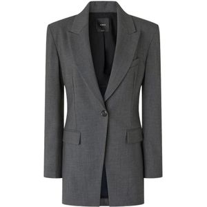 Pinko, Dames, Jassen, Grijs, Maat: XS Leer,