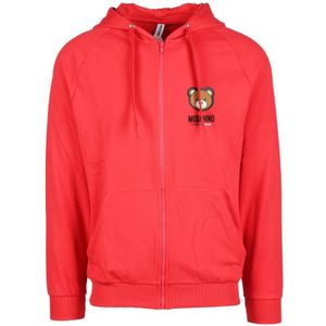 Moschino, Heren, Sweatshirts & Hoodies, Rood, Maat: L Katoen,