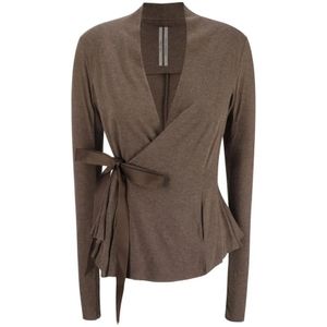 Rick Owens, Dames, Blouses & Shirts, Bruin, Maat: S Leer,