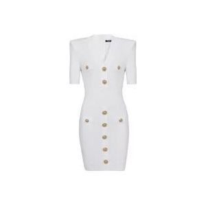 Balmain Gebreide jurk met knopen , White , Dames , Maat: M