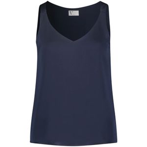 Vera Mont - Satin V-Hals Blouse - Blauw - Dames