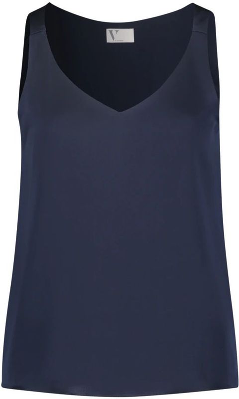 Vera Mont - Satin V-Hals Blouse - Blauw - Dames
