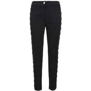 Elisabetta Franchi, Dames, Broeken, Zwart, Maat: XL Katoen,