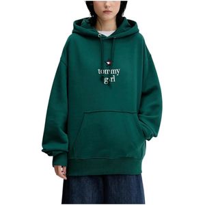 Tommy Jeans, Dames, Sweatshirts & Hoodies, Groen, Maat: XS Fleece,