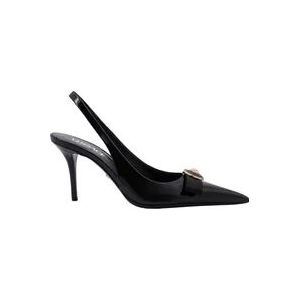 Versace Zwarte Stiletto Pumps met Metalen Detail , Black , Dames , Maat: 38 1/2 EU