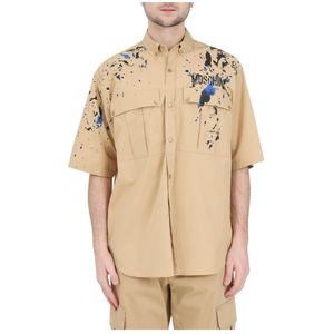 Moschino, Heren, Overhemden, Beige, Maat: XL Katoen,