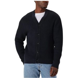 Selected Homme - TOM LS Knit Structure V-Neck Cardigan - Donkerblauw - Vest