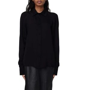 Armani Exchange, Dames, Blouses & Shirts, Zwart, Maat: M Satijn,