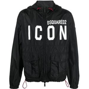 Dsquared2, Heren, Jassen, Zwart, Maat: S Nylon,
