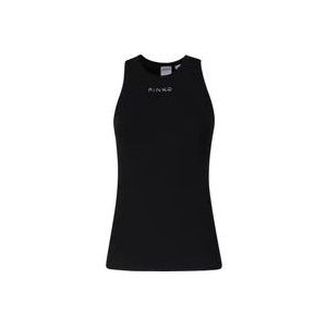 Pinko Zwarte Katoenen Gebreide Racerback Tanktop , Black , Dames , Maat: S