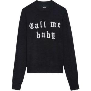 Zadig & Voltaire, Dames, Truien, Zwart, Maat: M Wol,