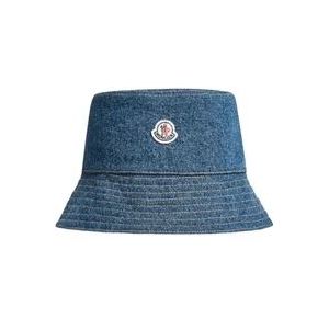 Moncler Denim Bucket Hat Casual Style , Blue , Dames , Maat: M