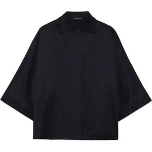 Anine Bing, Dames, Blouses & Shirts, Zwart, Maat: L Zijde,