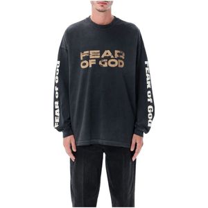 Fear Of God, Heren, Sweatshirts & Hoodies, Zwart, Maat: M Katoen,