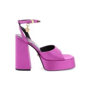 Versace Zijden satijnen sandalen voor vrouwen , Purple , Dames , Maat: 37 EU