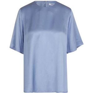 Samsøe Samsøe, Dames, Blouses & Shirts, Blauw, Maat: XS Satijn,