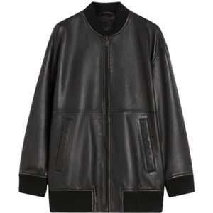 Max Mara, Dames, Jassen, Zwart, Maat: 2XS Leer,