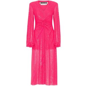 Rotate Birger Christensen, Dames, Jurken, Roze, Maat: XS Leer,