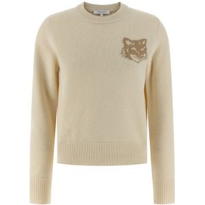 Maison Kitsuné, Dames, Truien, Beige, Maat: M Wol,