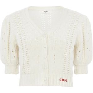 Chloé, Dames, Truien, Wit, Maat: M Wol,