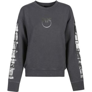 Pinko, Dames, Sweatshirts & Hoodies, Grijs, Maat: S Katoen,