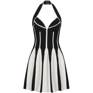 Balmain Wijdvallende halternek gebreide jurk , Black , Dames , Maat: 2XS