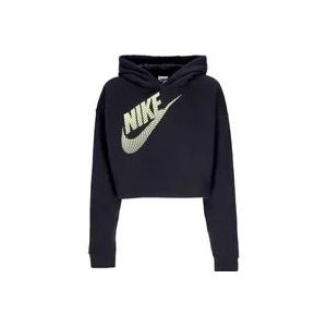 Nike Zwarte Sportkleding Fleece Crop Hoodie , Black , Dames , Maat: L