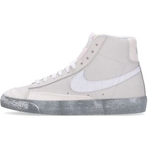 Nike Hoge Sneaker Wit/Groen Gebarsten Leer , White , Heren , Maat: 42 1/2 EU