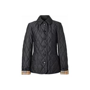 Burberry Zwarte Diamond Quilted Thermoregulated Jas , Black , Dames , Maat: M