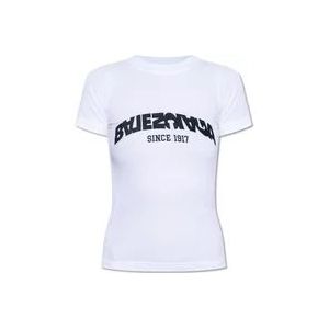 Balenciaga T-shirt met logo , White , Dames , Maat: M