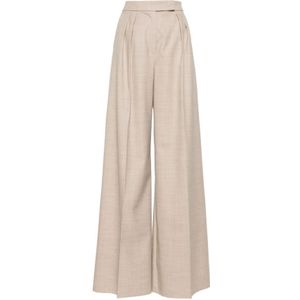 Max Mara, Dames, Broeken, Beige, Maat: XS Wol,