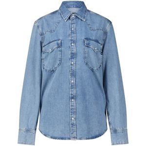 AG Jeans, Dames, Blouses & Shirts, Blauw, Maat: S Denim,