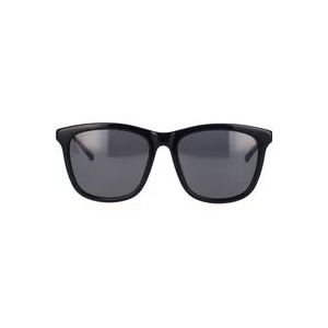 Gucci Tijdloze Rechthoekige Zonnebril met Iconisch Webdesign , Black , Heren , Maat: 55 MM