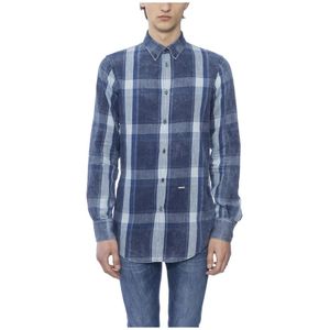 Dsquared2, Heren, Overhemden, Blauw, Maat: S