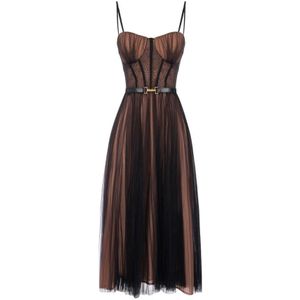 Elisabetta Franchi, Dames, Jurken, Zwart, Maat: XS Polyamide,