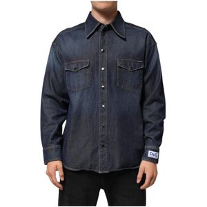Dolce & Gabbana, Heren, Overhemden, Blauw, Maat: XS Denim,
