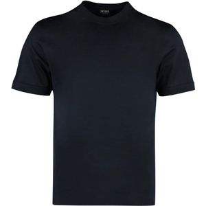 Zegna, Heren, Tops, Blauw, Maat: S Katoen,