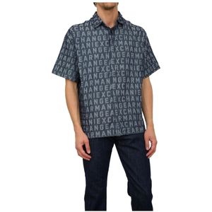Armani Exchange, Heren, Overhemden, Blauw, Maat: 2XL Denim,